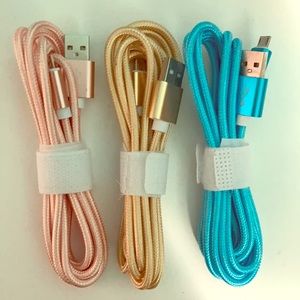 3 micro usb cables 6ft braided!